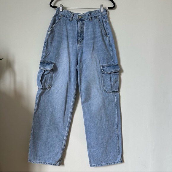 The Frakie Shop Kai Cargo Denim Pants Jeans In Worn Wash Size M - Picture 4 of 11